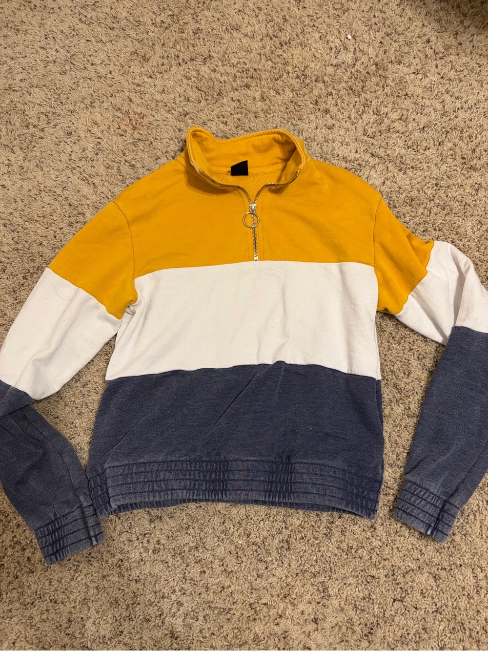 Zine Clothing Yellow White Navy Colorblock Half-Zip Sweater